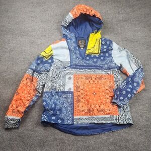 Bleecker & Mercer Patchwork Windbreaker Mens Bandana Half Zip Anorak Medium